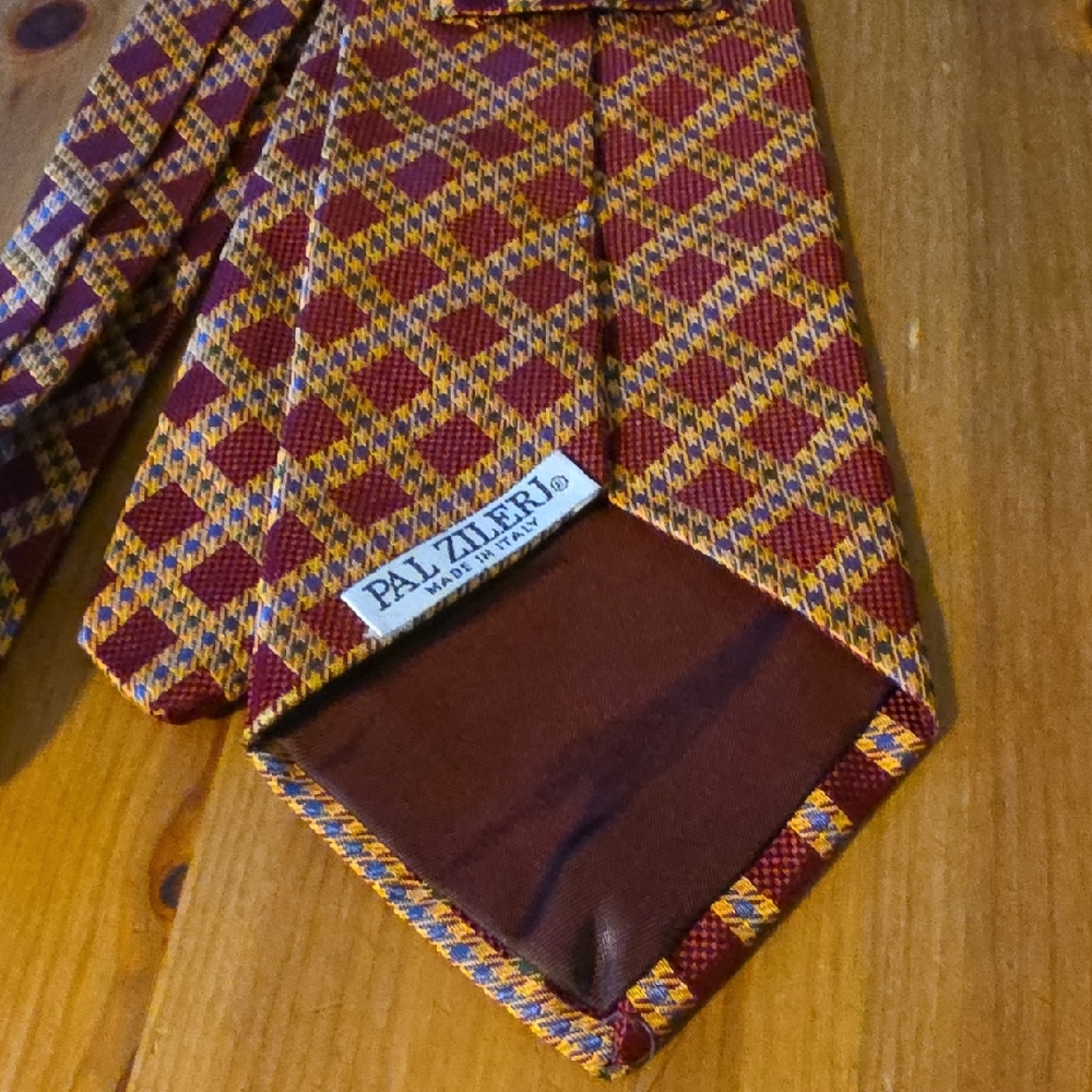 Pal Zileri Red and Yellow Checkered Tie